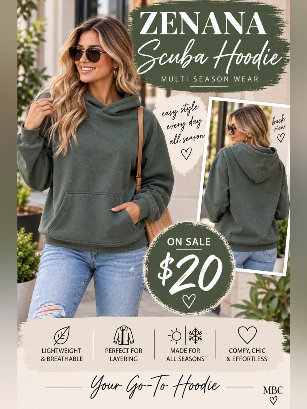 Zenana Outfitters DK Forest Green Scuba Hoodie - Women's Pullover